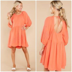 RED DRESS BOUTIQUE love on time eyelet mini dress coral orange